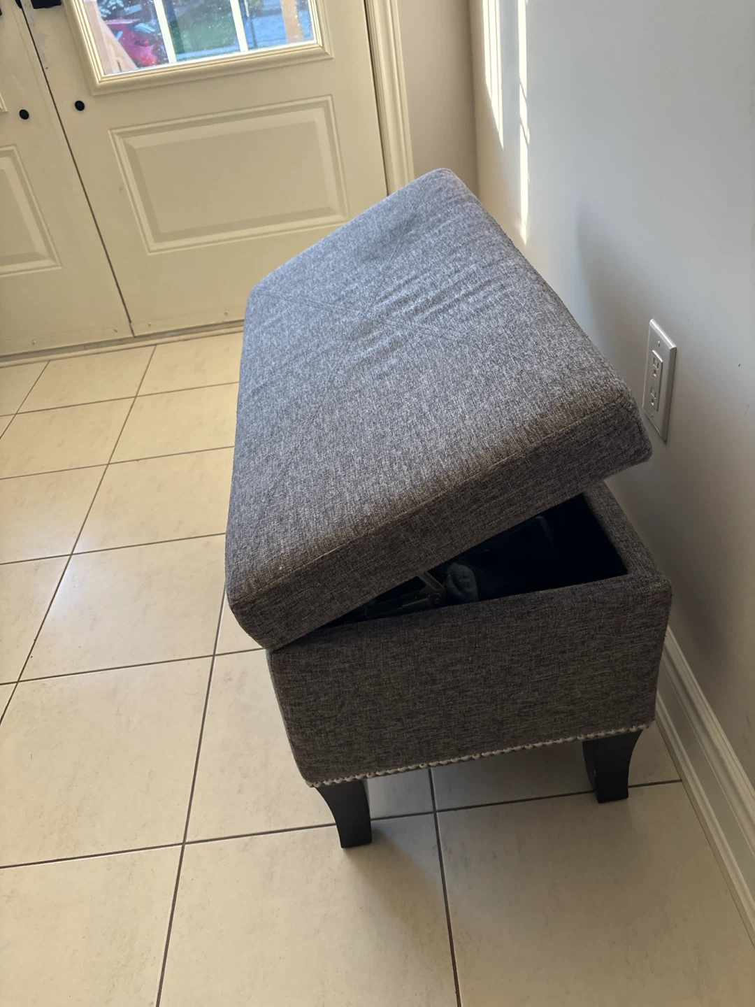 Grey Storage Ottoman Bench - photo 2