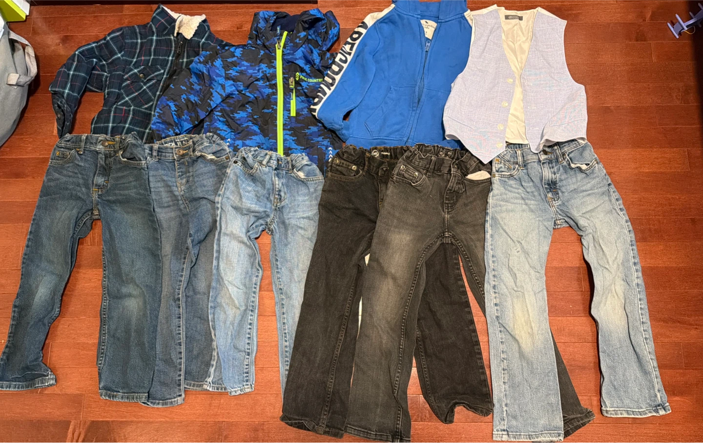 Boys' Clothing Bundle: Jeans, Jacket, Vest, and Hoodie