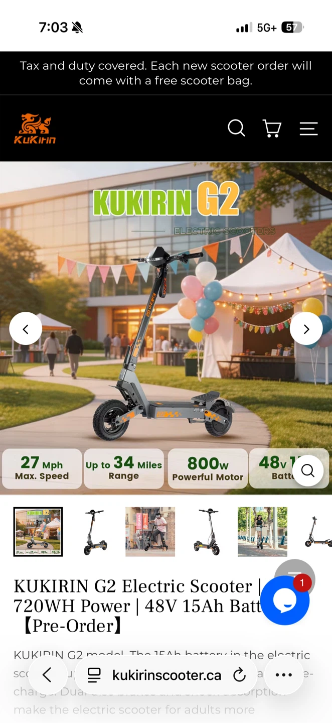 KUKIRIN G2 Electric Scooter | 720WH Power | 48V 15Ah Battery