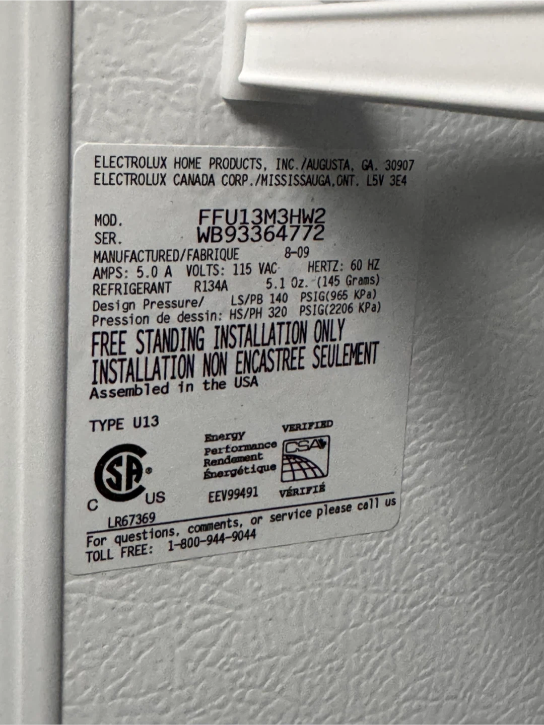 Frigidaire Upright Freezer FFU13M3HW2 - photo 2