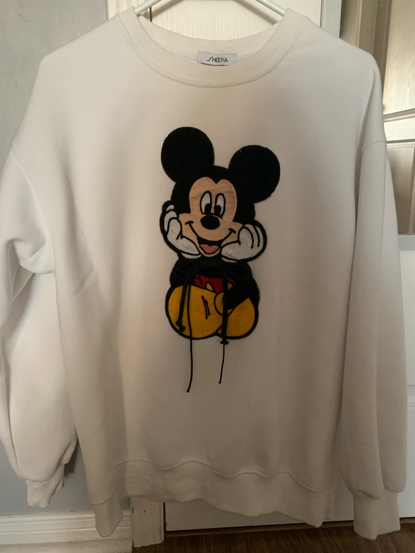 SHEENA White Mickey Mouse Crewneck Sweatshirt
