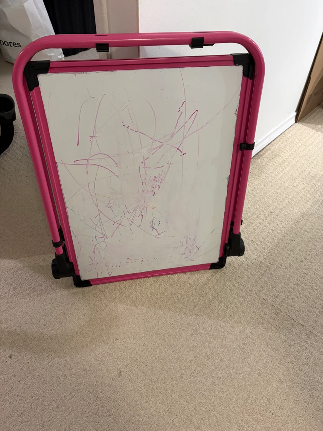 Pink Double-Sided Easel Whiteboard/Chalkboard