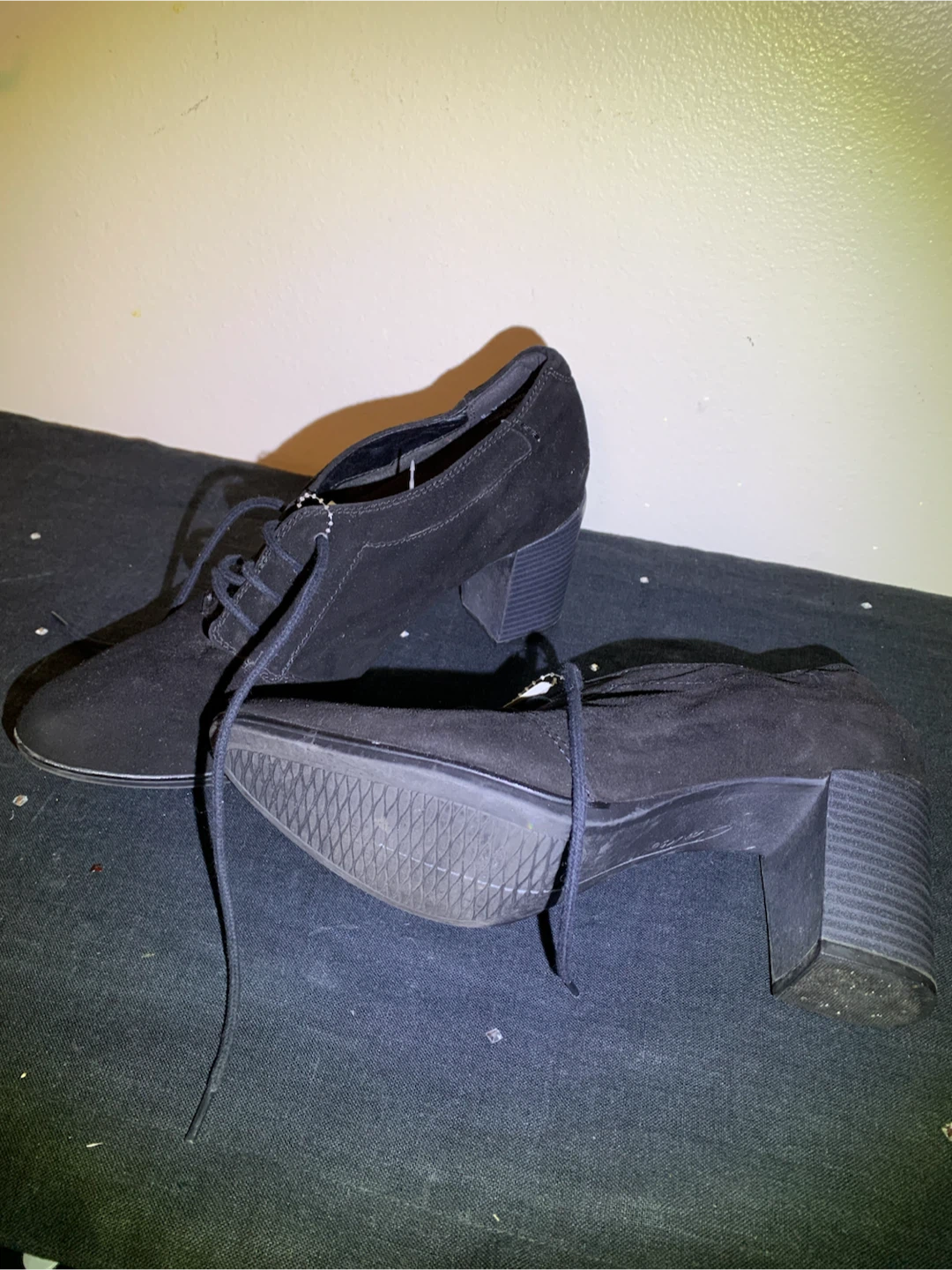 Clarks Collection Black Suede Heeled Oxford Shoes - photo 3