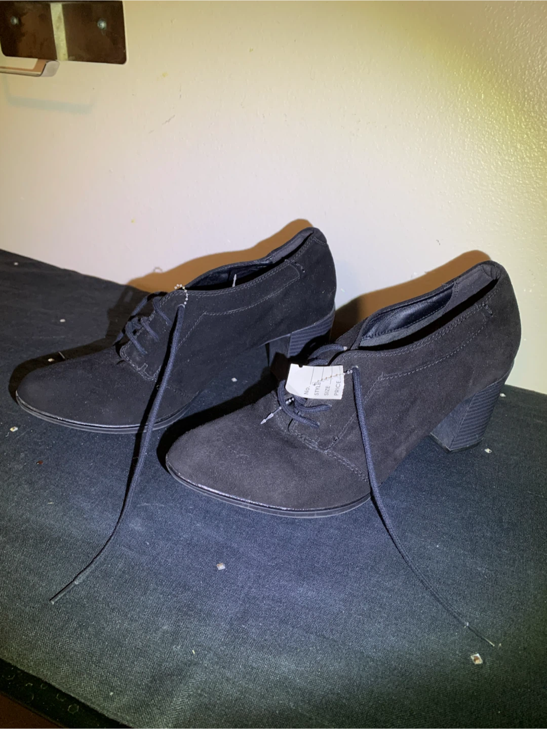 Clarks Collection Black Suede Heeled Oxford Shoes - photo 4
