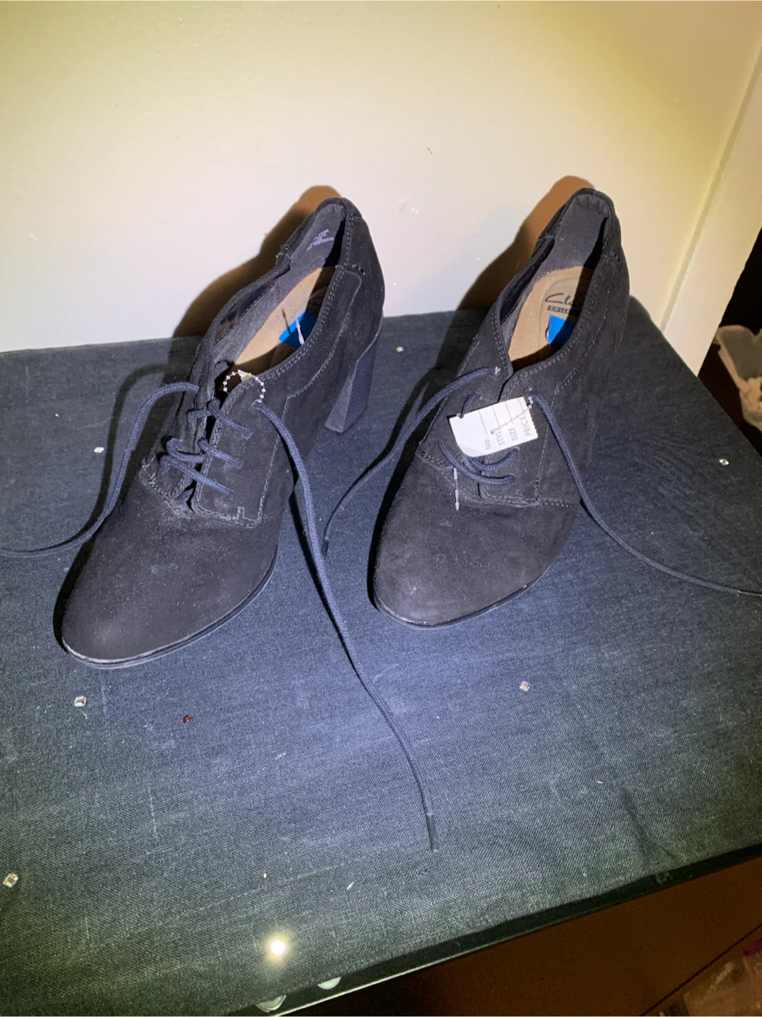 Clarks Collection Black Suede Heeled Oxford Shoes - photo 5