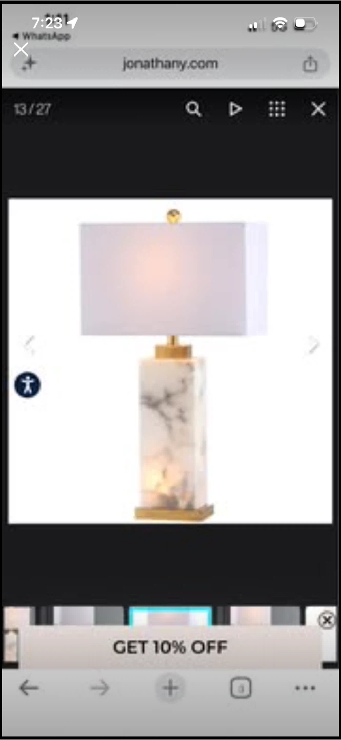 New Jonathan Adler Elizabeth 27.5" Alabaster LED Table Lamp