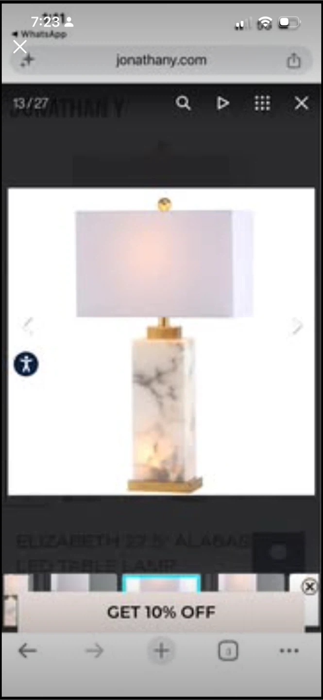 New Jonathan Adler Elizabeth 27.5" Alabaster LED Table Lamp - photo 2