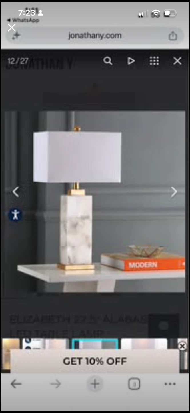 New Jonathan Adler Elizabeth 27.5" Alabaster LED Table Lamp - photo 3