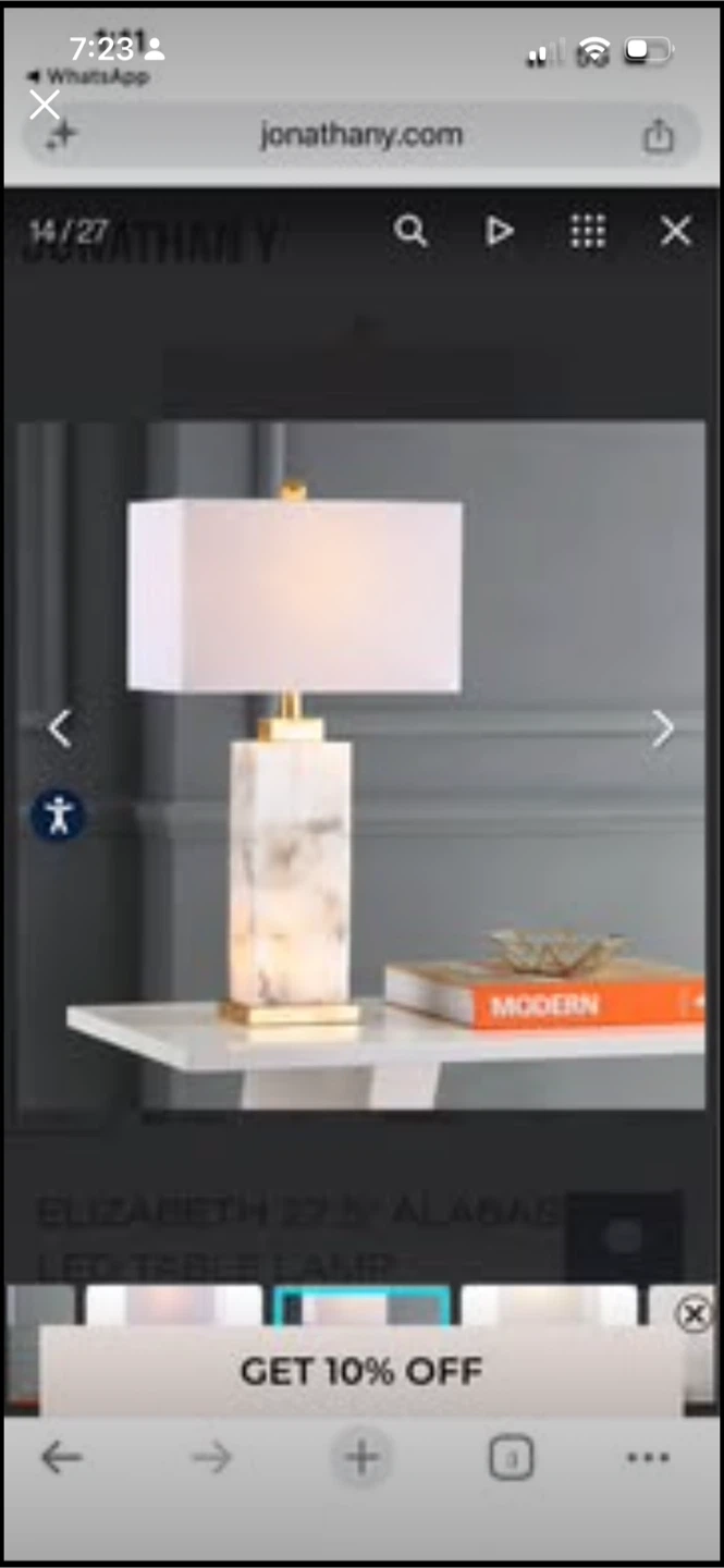 New Jonathan Adler Elizabeth 27.5" Alabaster LED Table Lamp - photo 4