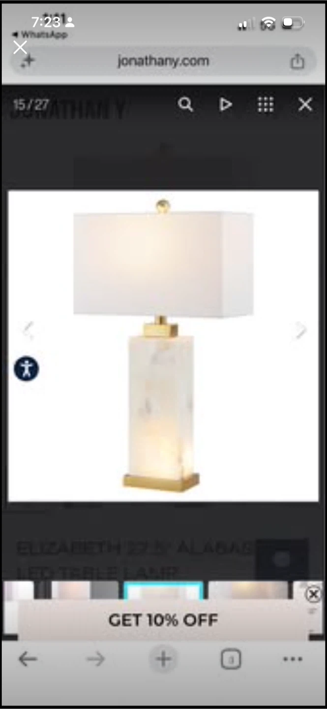New Jonathan Adler Elizabeth 27.5" Alabaster LED Table Lamp - photo 5