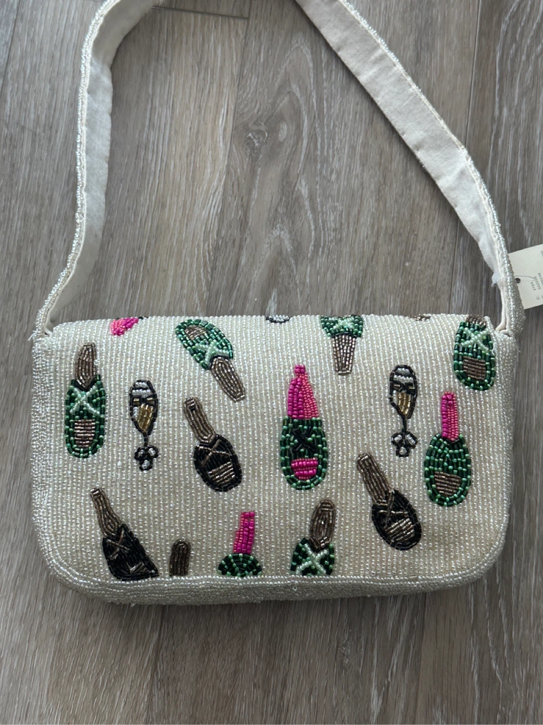 BRAND NEW Anthropologie Maeve Beaded Clutch Purse Champagne - photo 2