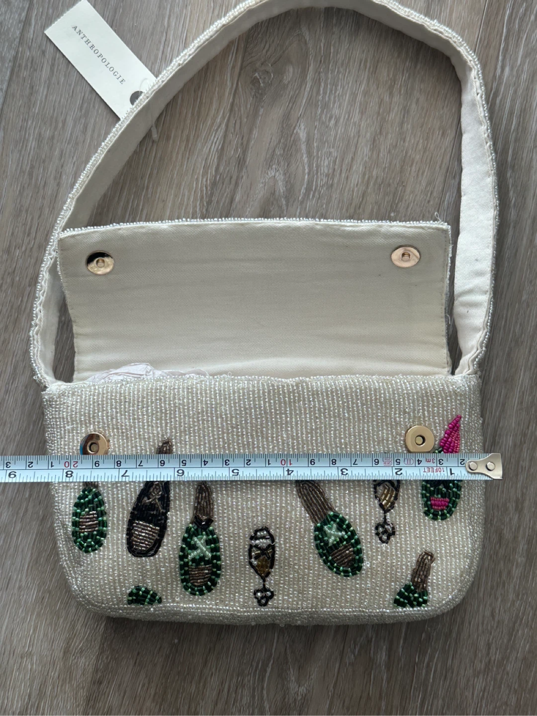 BRAND NEW Anthropologie Maeve Beaded Clutch Purse Champagne - photo 3