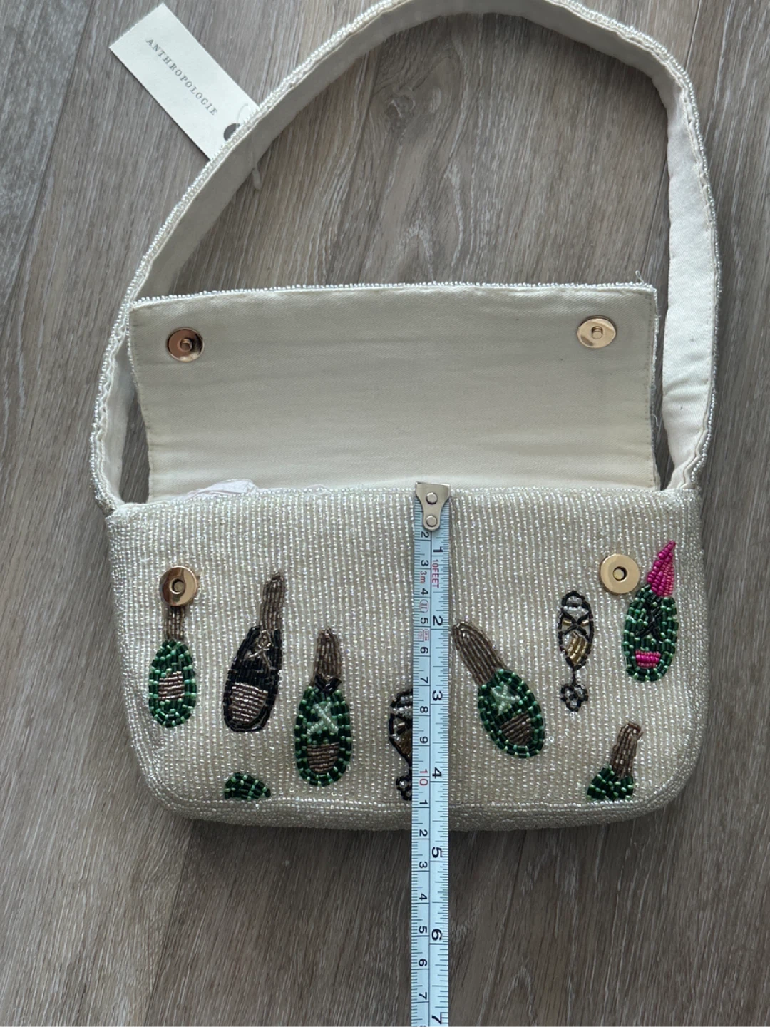 BRAND NEW Anthropologie Maeve Beaded Clutch Purse Champagne - photo 4