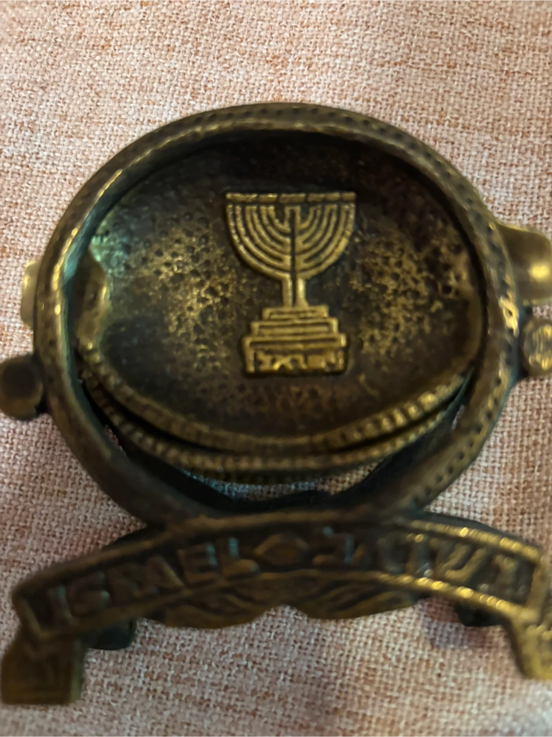 Vintage Brass Ashtray Set - Menorah & Camel Design