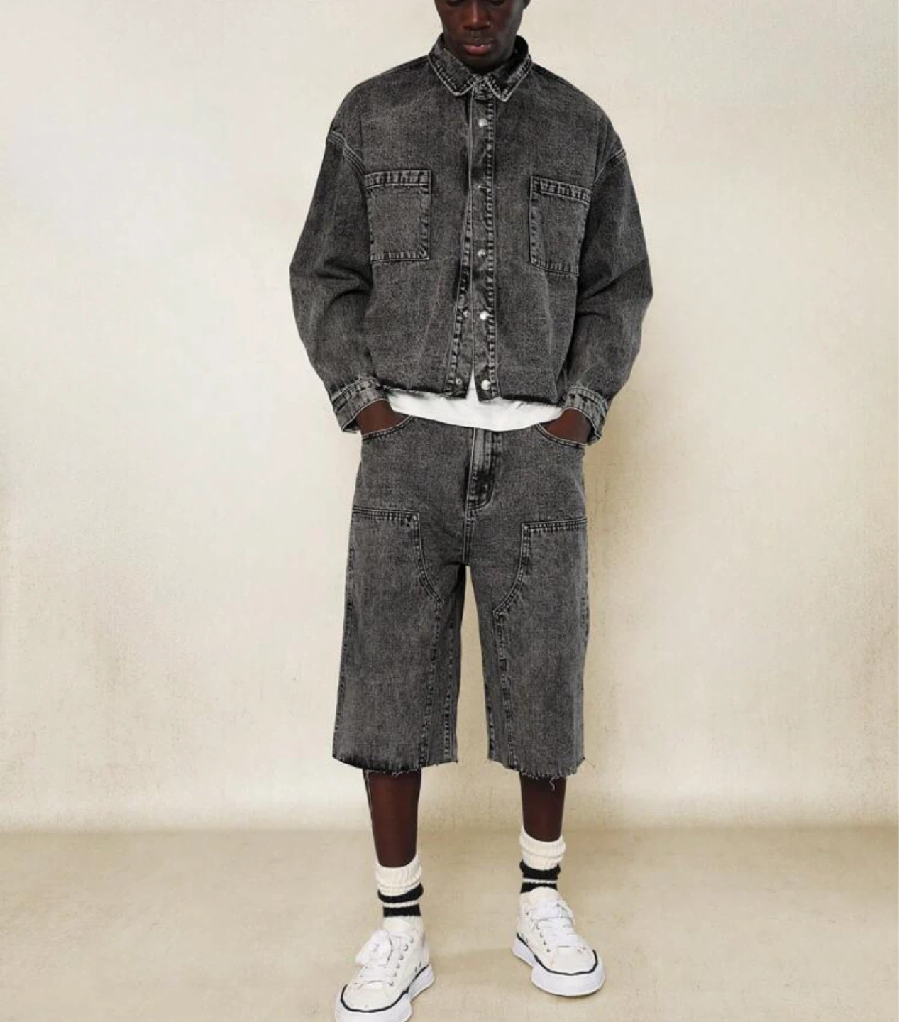 Grey Wash Denim Jacket and pants set