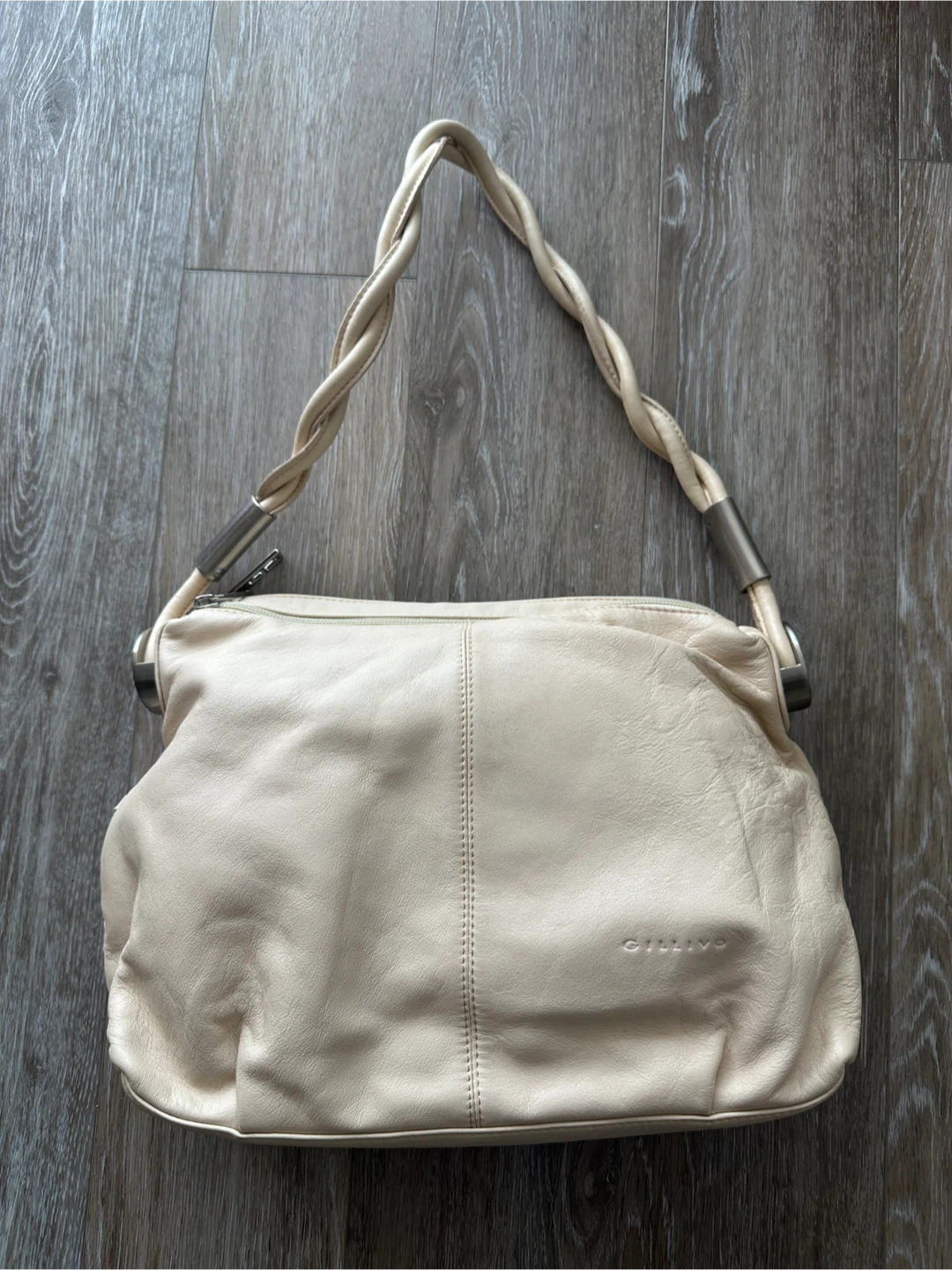 Vintage GILLIVO Cream Leather Shoulder Bag