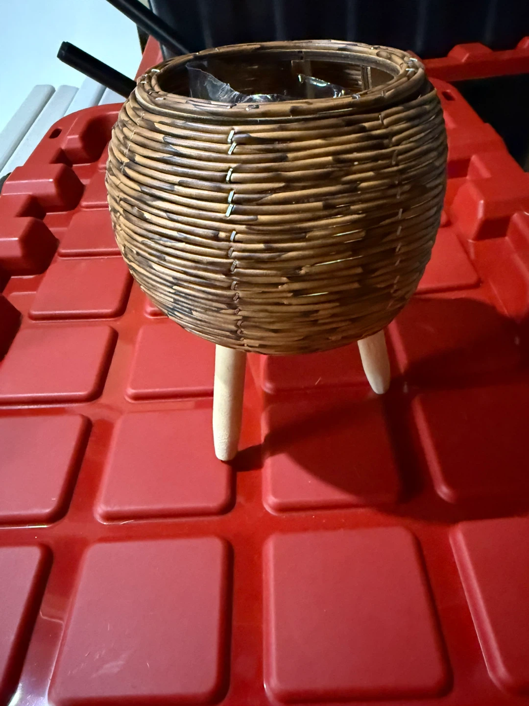 Wicker Planter Basket with Wooden Legs