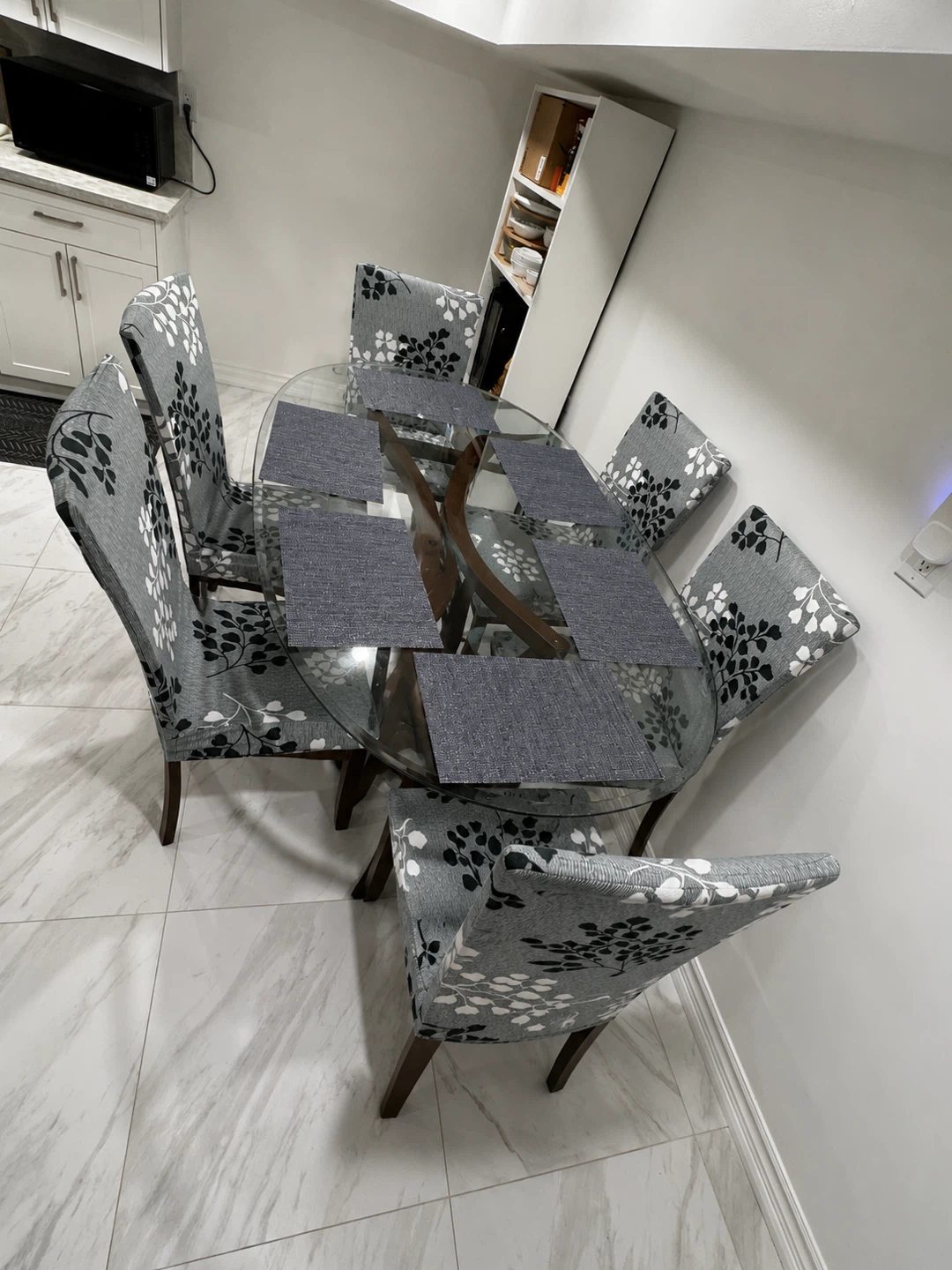 Glass Top Dining Table with 6 Chairs
