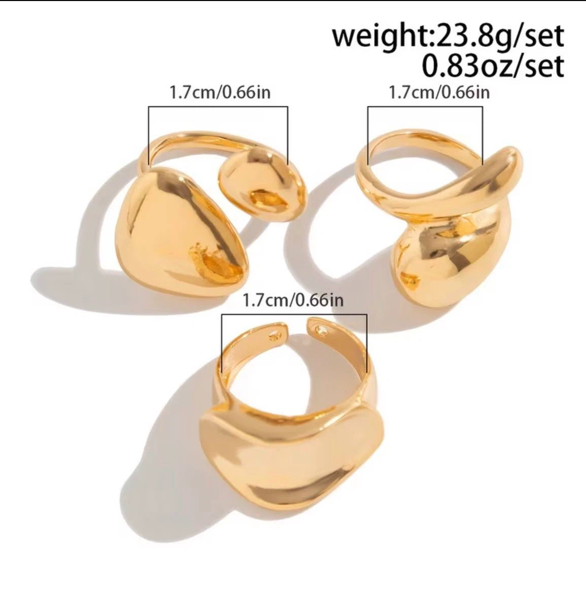 Silver Chunky Dome Ring Set (3 Pieces) - photo 5