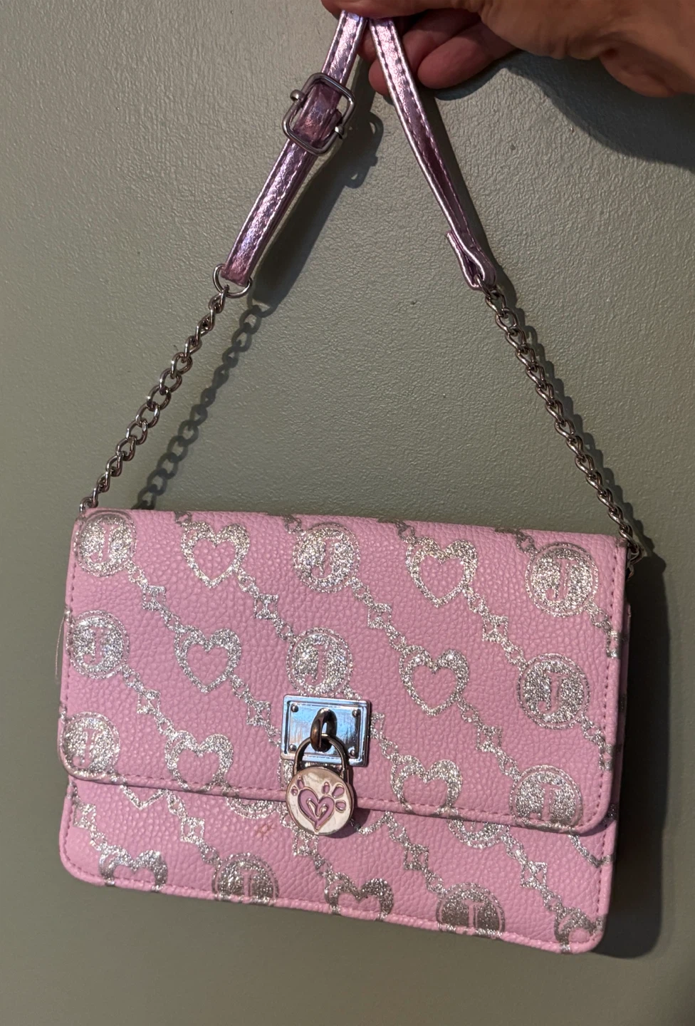 Justice Pink Heart Pattern Crossbody Bag