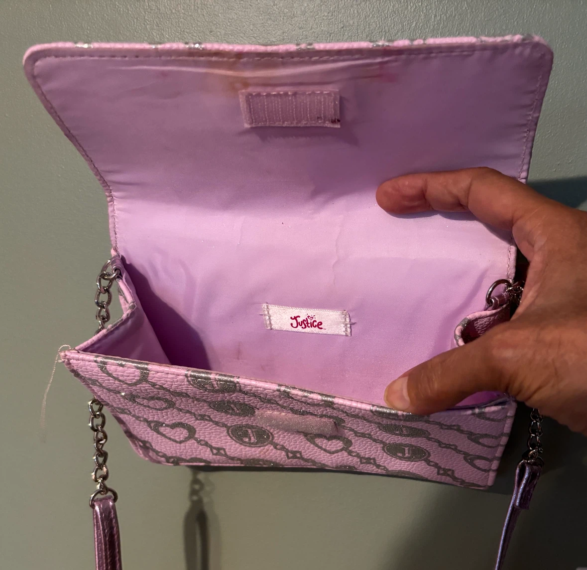 Justice Pink Heart Pattern Crossbody Bag - photo 4