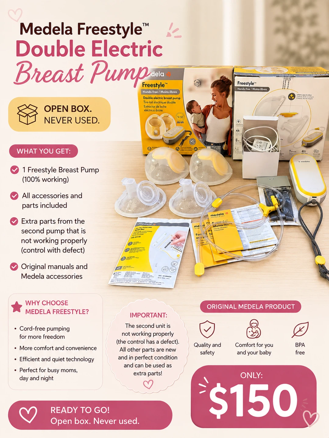 Medela Freestyle Double Electric Breast Pump - Open Box