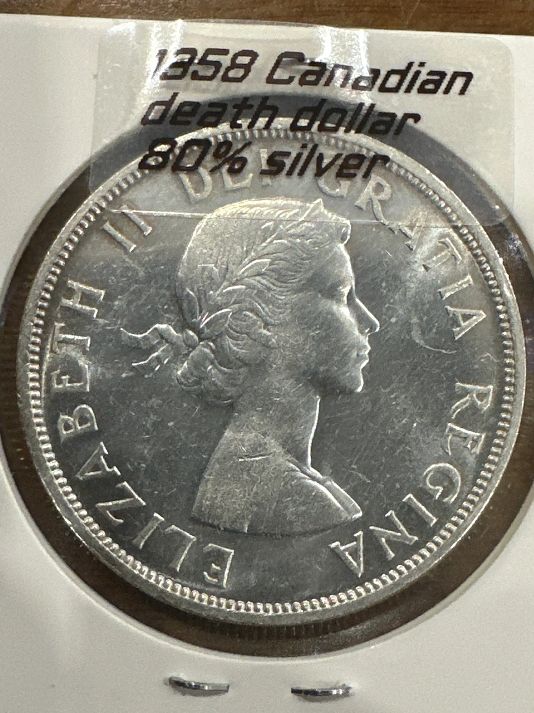 1958 Canadian Dollar Coin - 80% Silver - photo 2