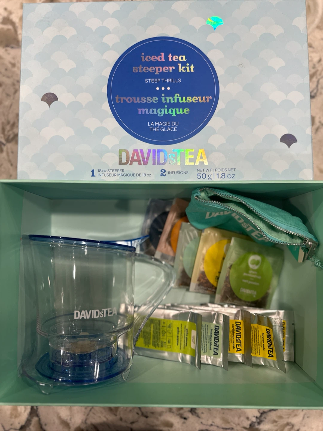 DAVIDsTEA 18oz Tea Steeper + Various Teas