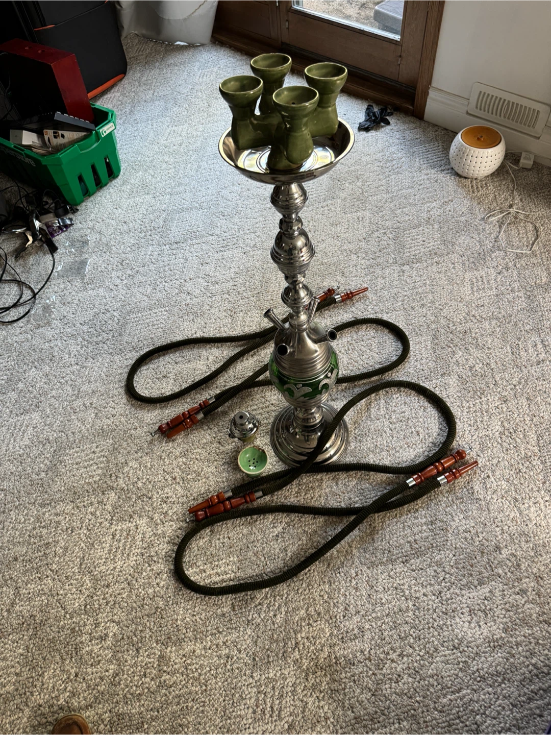 4-Ft Hookah Set with 4 Hoses – Great Condition - photo 2