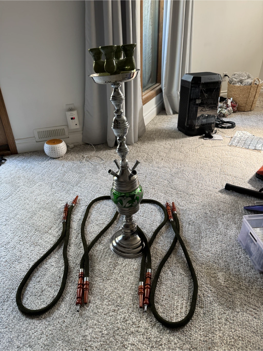 4-Ft Hookah Set with 4 Hoses – Great Condition - photo 3