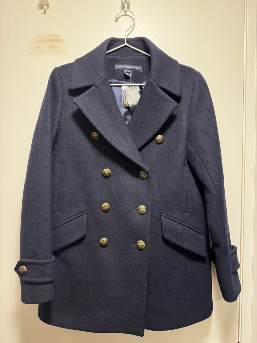 BRAND NEW French Connection Military Peacoat Size 6 Navy