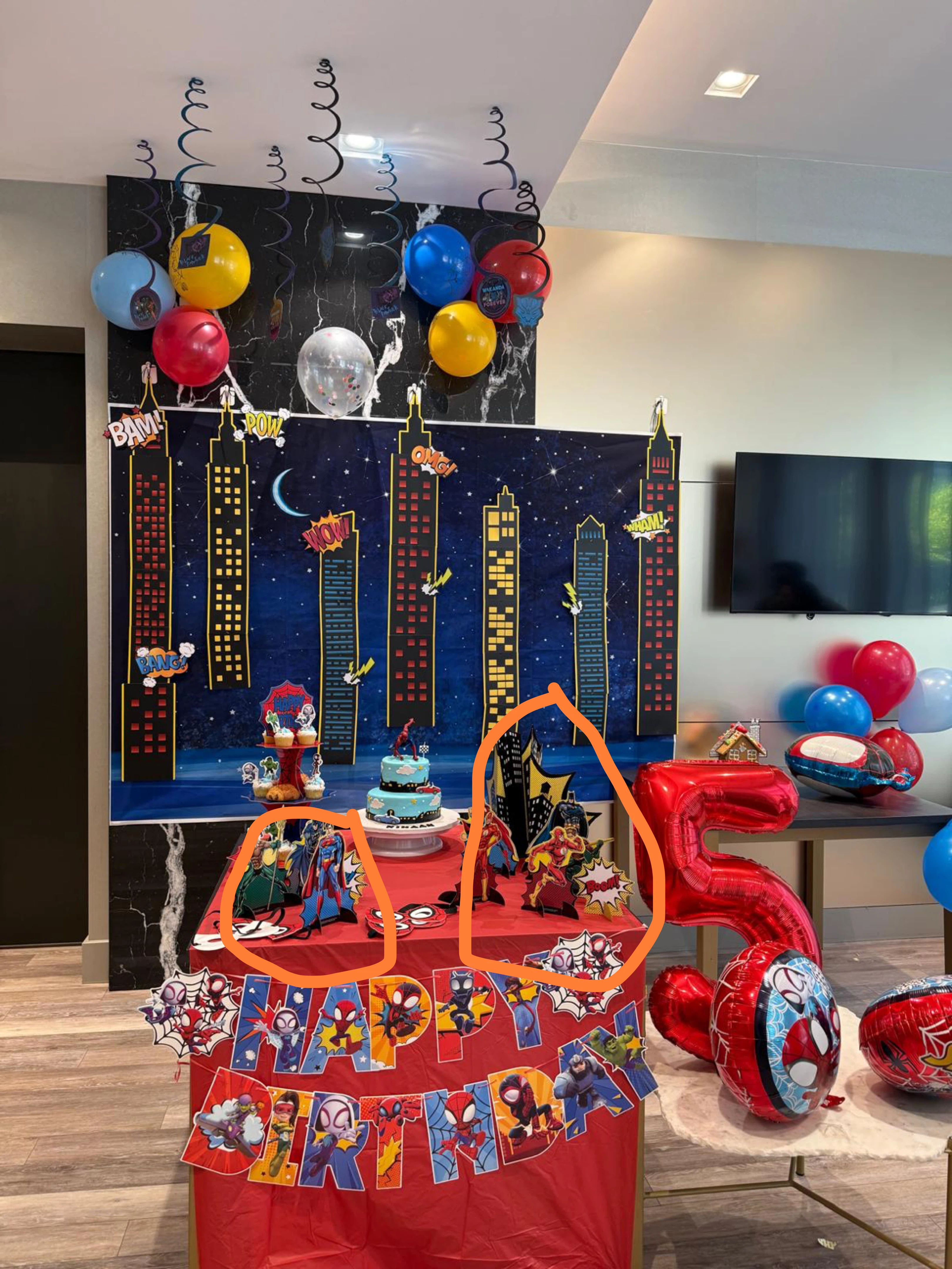 Standing superhero’s birthday props
