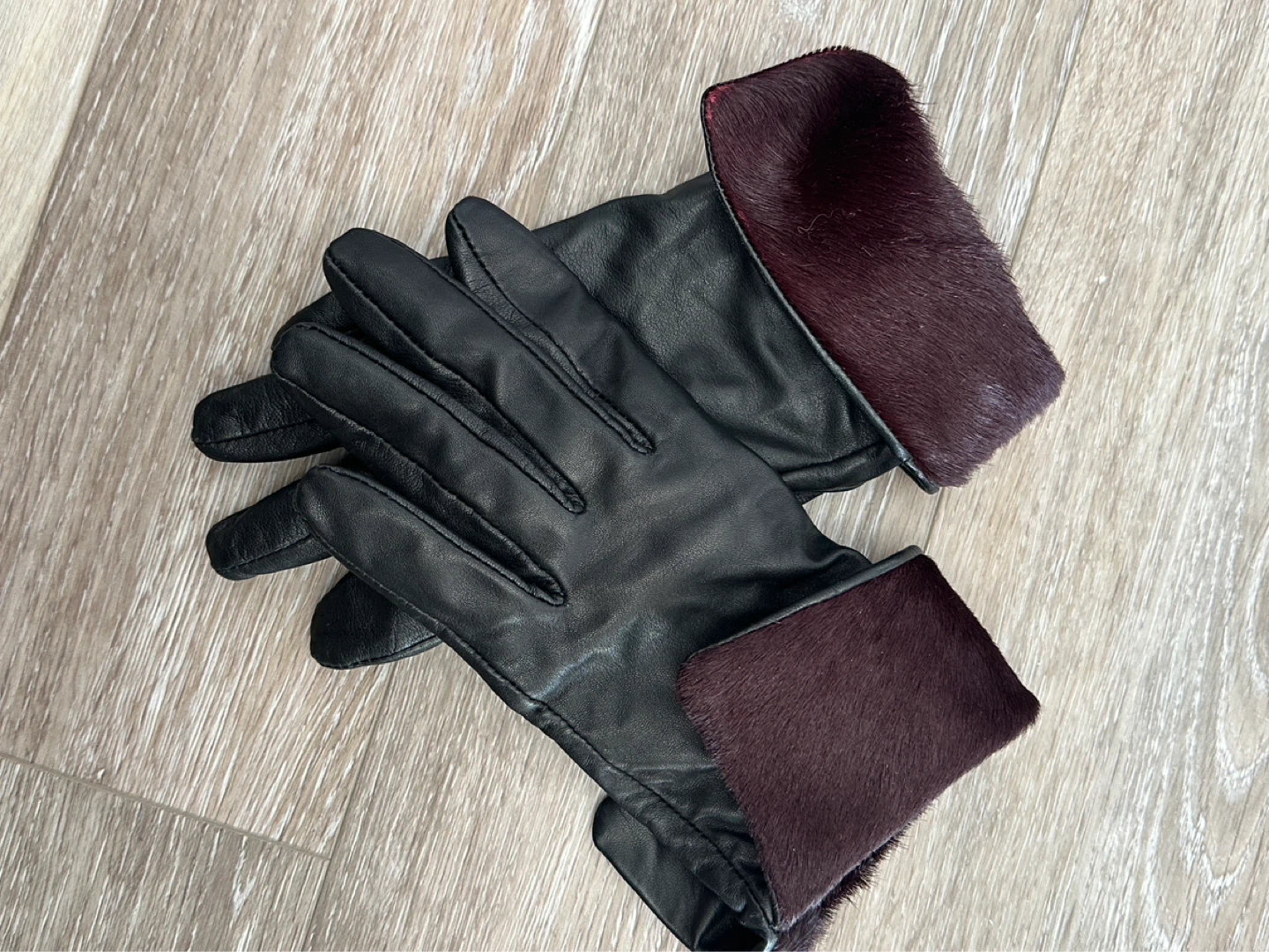 AllSaints Leather & Fur Gloves