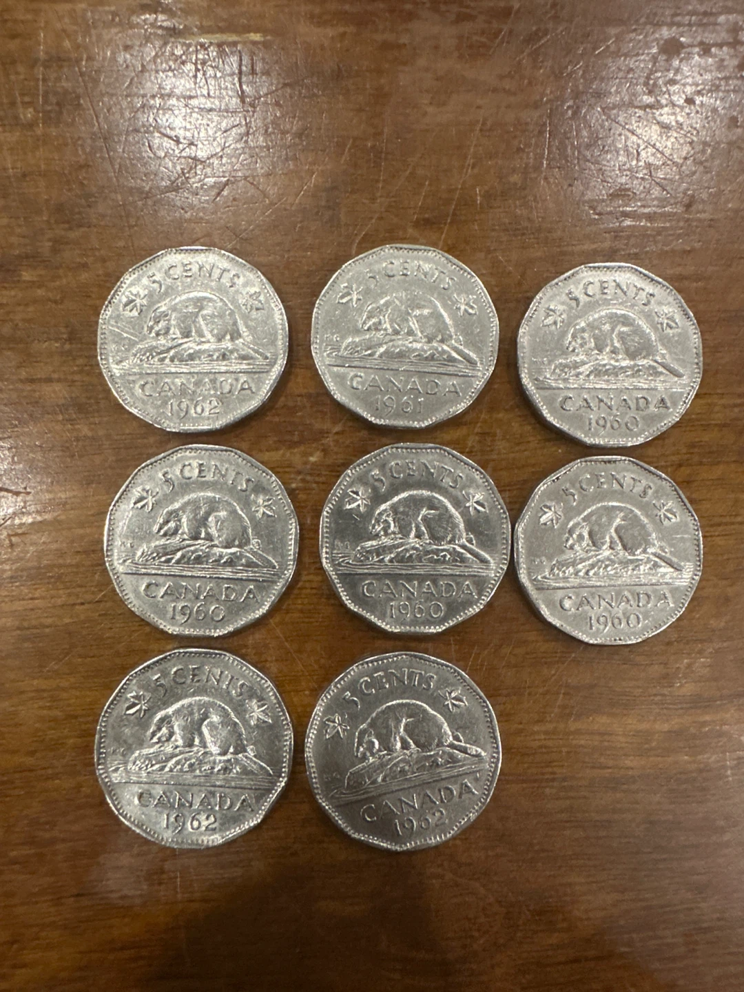 Collection of Canadian 5 Cent Coins (Nickels)