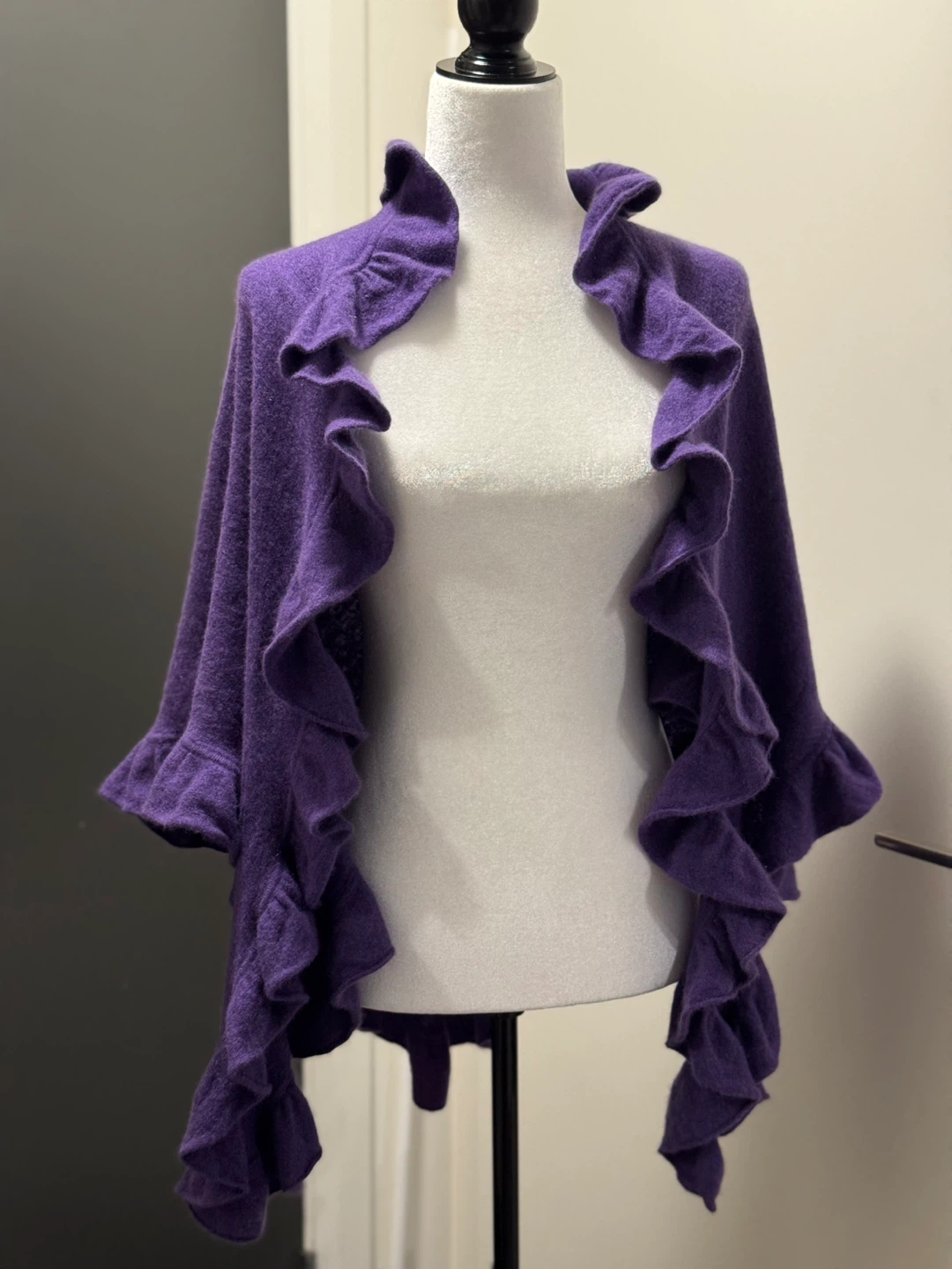 Sutton Cashmere Women's Purple Ruffle Poncho
