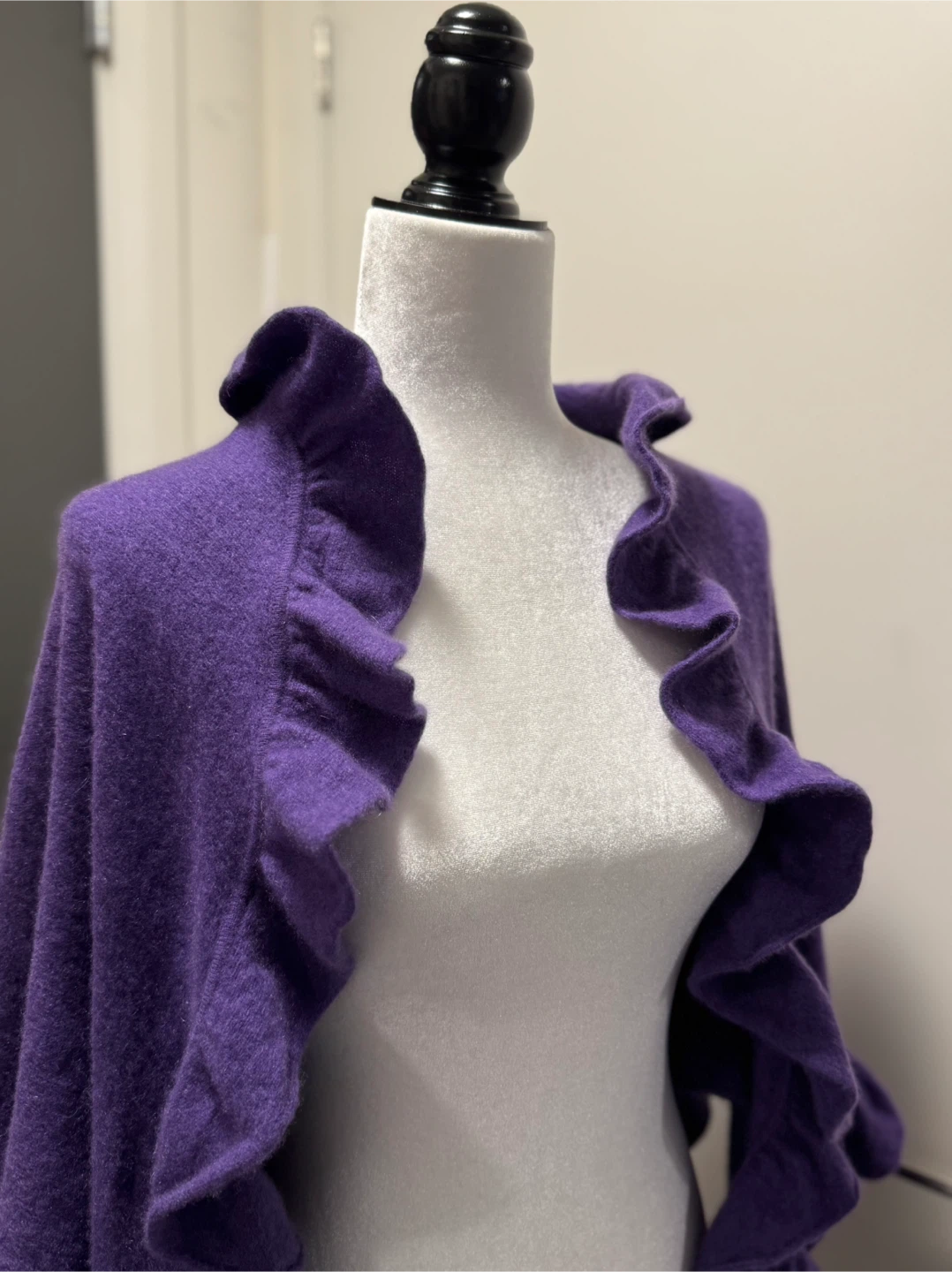 Sutton Cashmere Women's Purple Ruffle Poncho - photo 2