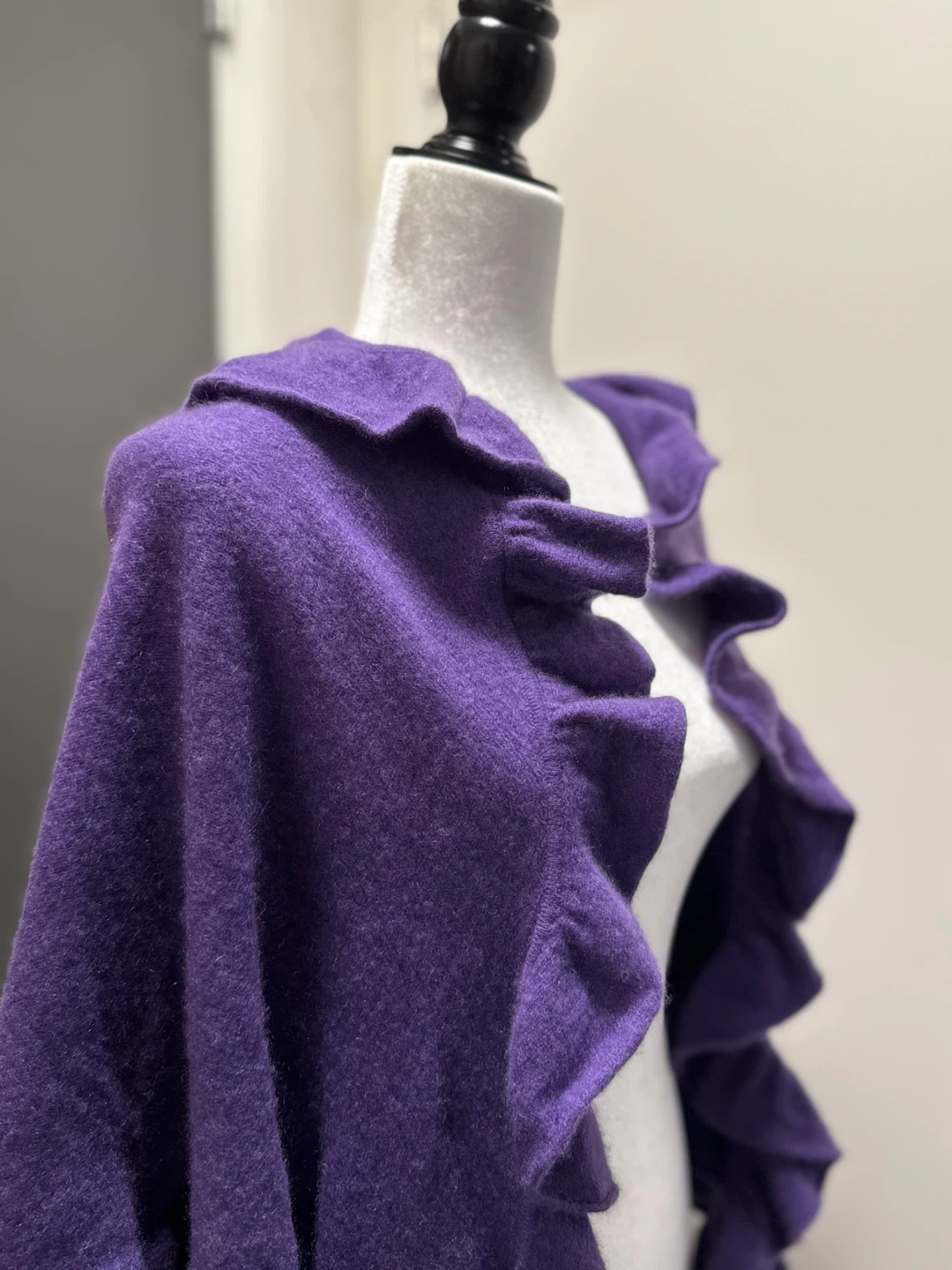 Sutton Cashmere Women's Purple Ruffle Poncho - photo 4