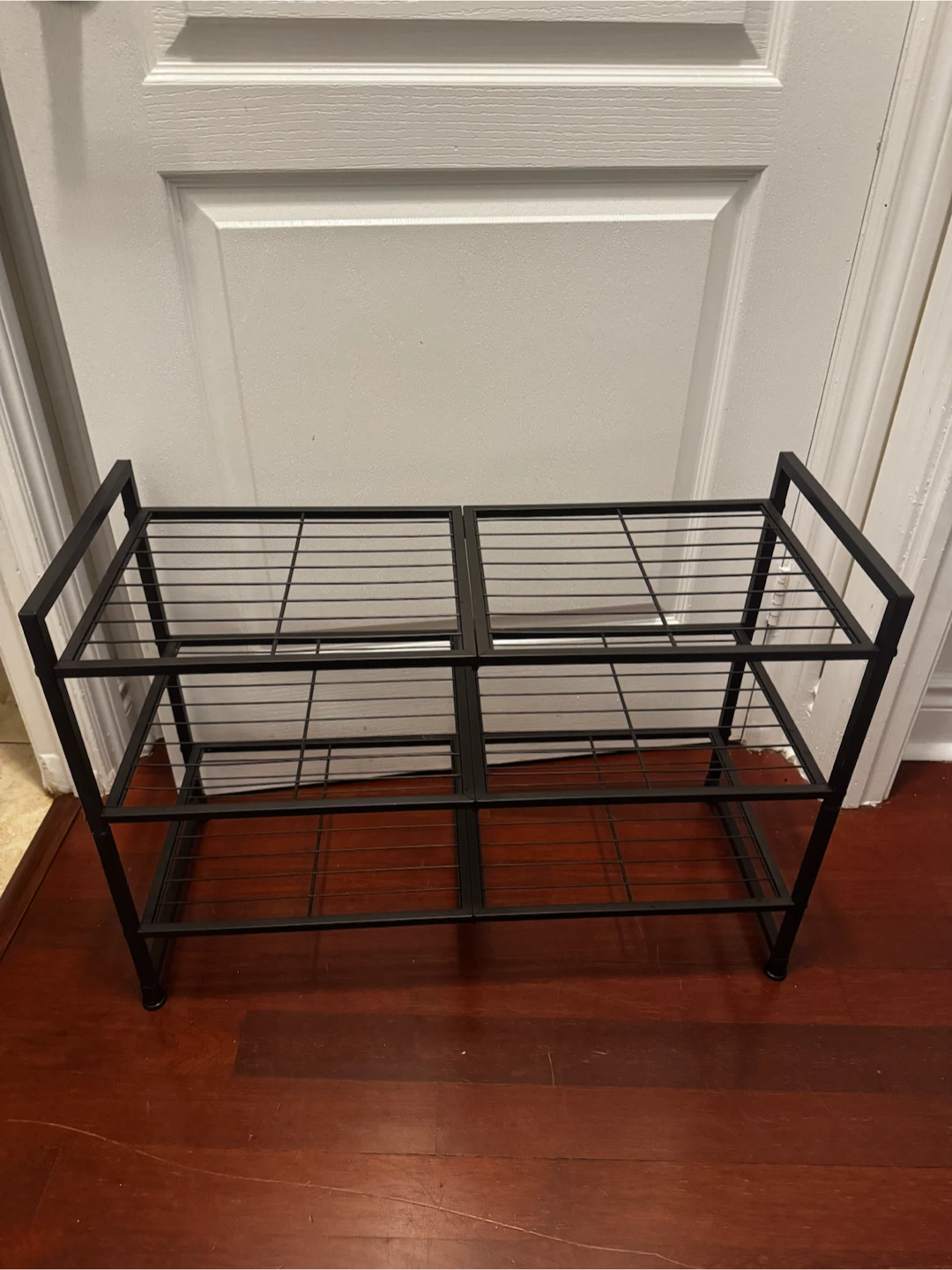 Black Metal 3-Tier Shoe Rack Organizer