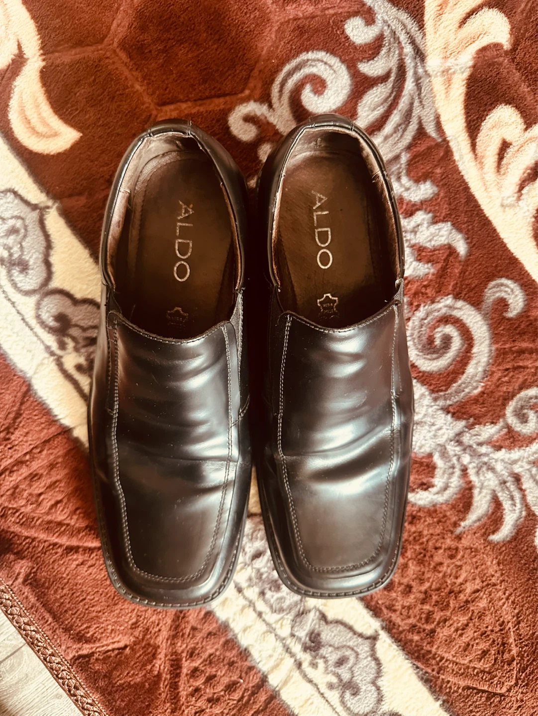 ALDO Black Leather Slip-On Dress Shoes
