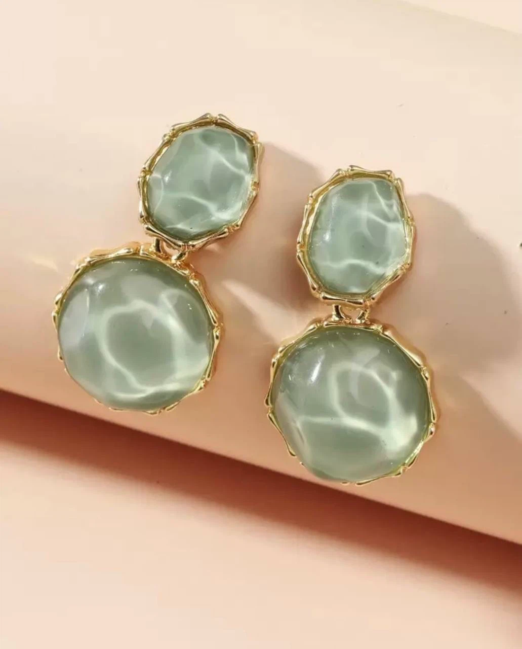 Green Jade-Style Drop Earrings