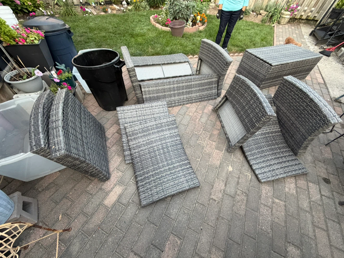 4 piece Wicker Outdoor Furniture Set with cushion storage - photo 2