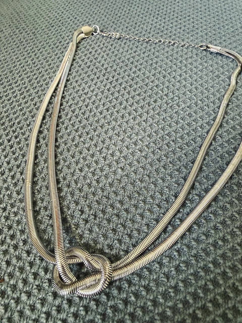 Double Snake Chain Knot Necklace – Silver colour - photo 2