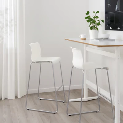 2 X IKEA GLENN Bar Stool Counter Height White/Chrome Plated 26" - photo 3