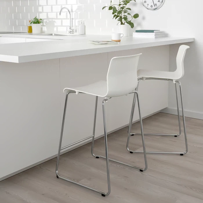 2 X IKEA GLENN Bar Stool Counter Height White/Chrome Plated 26" - photo 4