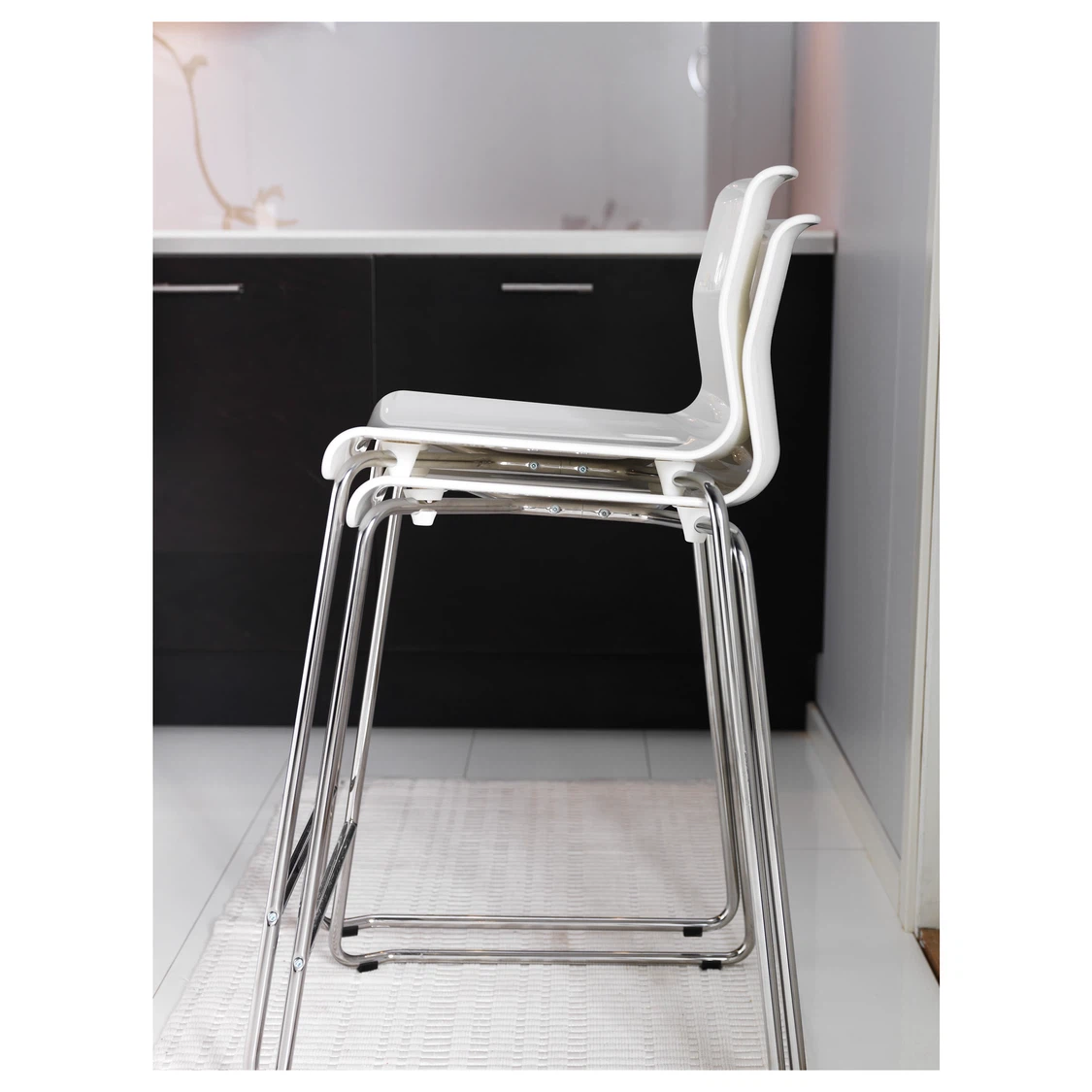 2 X IKEA GLENN Bar Stool Counter Height White/Chrome Plated 26" - photo 5