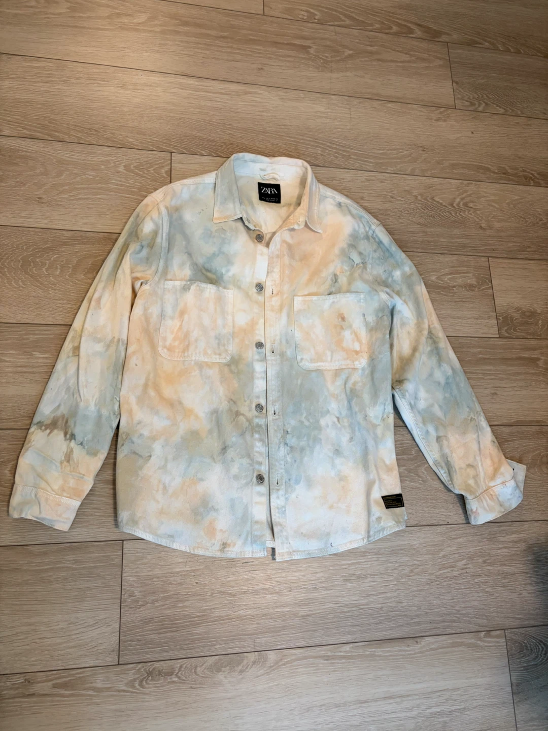 ZARA Tie-Dye Denim Shirt Jacket
