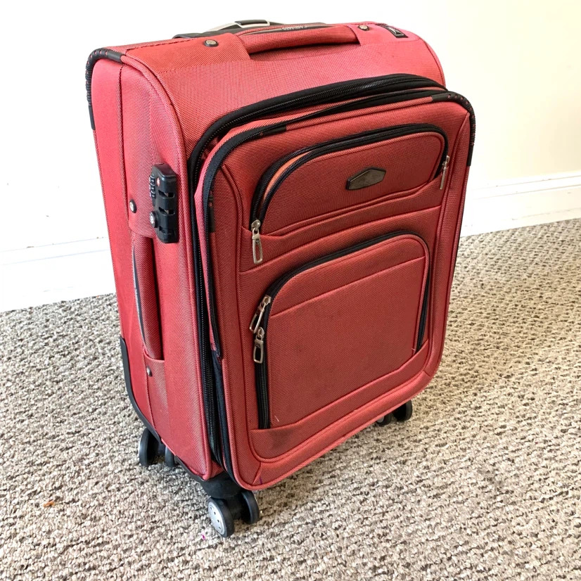Carry On Luggage Red Rolling Suitcase Travel Bag Wheels Handle