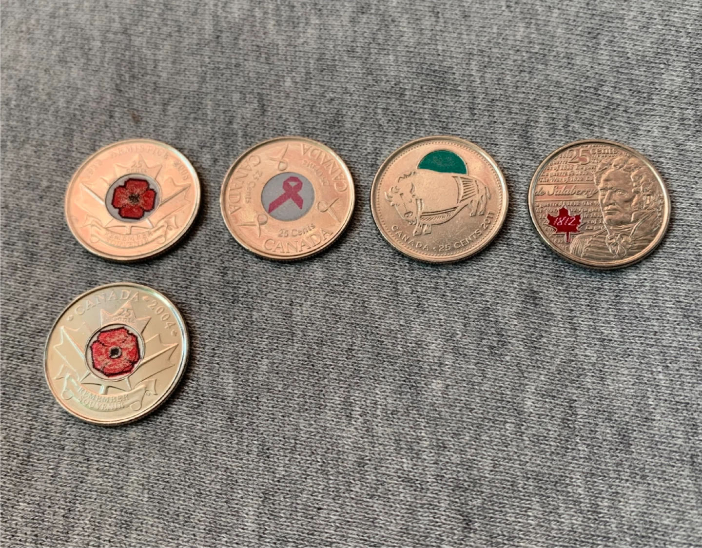 Commemorative Coloured Quarters $1 each
