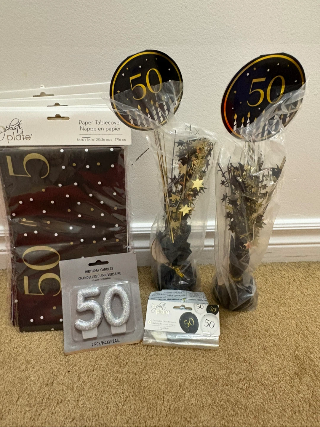 Sophistiplate 50th Birthday Tablecover and Decorations