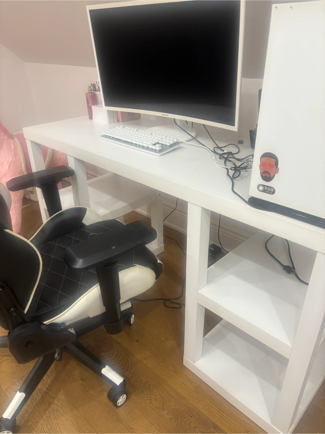 White Computer Desk with Shelves